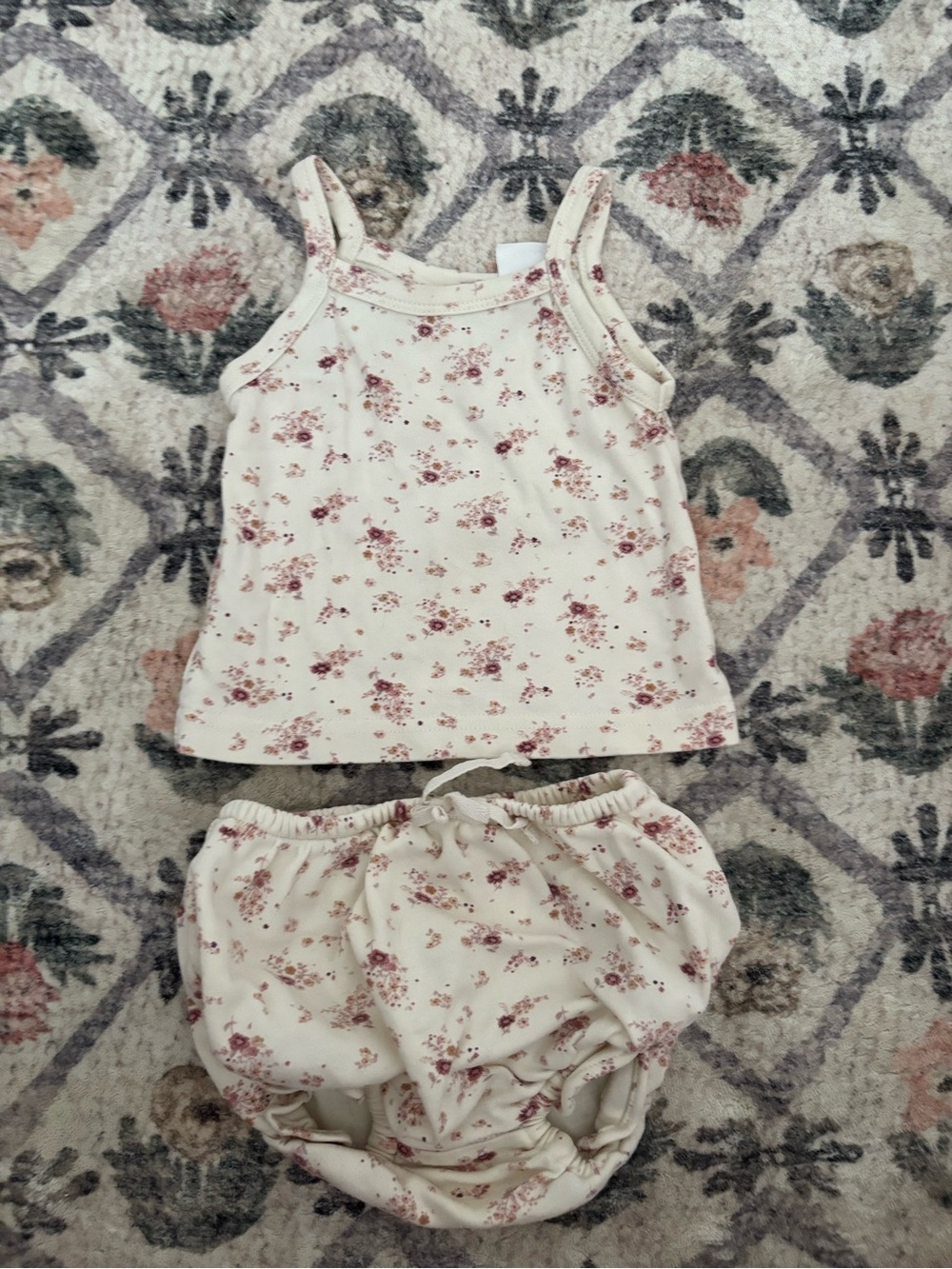 Jamie Kay Cream Floral Tank & Bloomers Set - Pink Floral